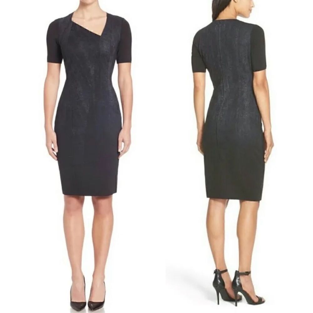 ELIE TAHARI Karli Black Scuba Stretch Dress-0